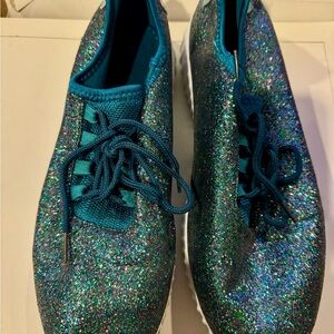 Turquoise glitter sparkle sneakers